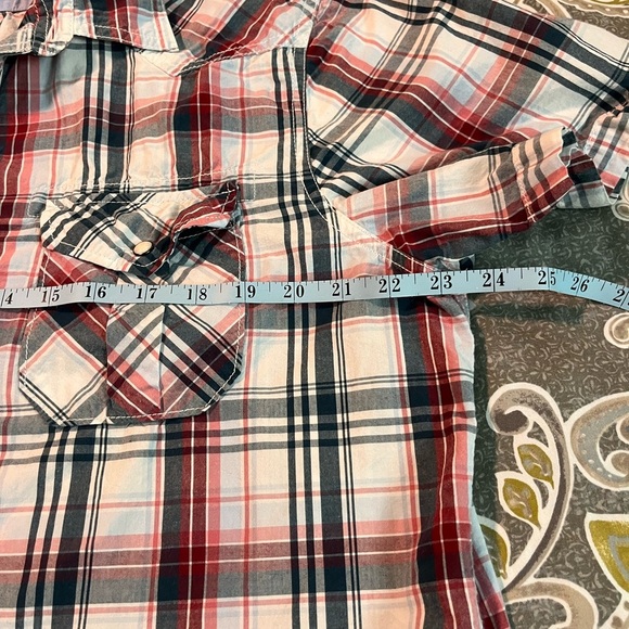 American Eagle Outfitters Red and Blue Plaid Men's Shirt Pearl snap up XL - Picture 5 of 7